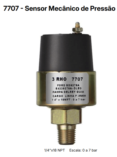 RHO7707 - SENSOR PRES. OLEO CARGO MWM APOS 84/ DEL REY CHIA APOS 84 - PC