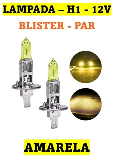 ISO14LX H1 AM 12V - LAMPADA HALOGENA H1 12V 55W AMARELA / BLISTER 12258 (EMB. COM 02 PECAS - VALOR DO KIT) - KIT