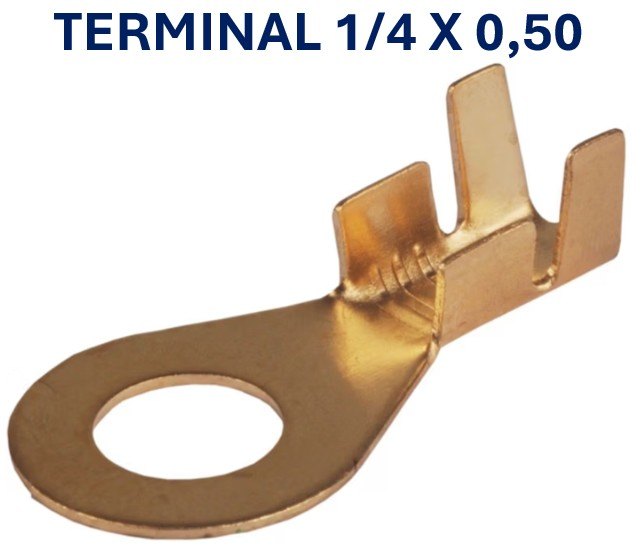 AMS81028 - TERMINAL OLHAL 1/4 X 0,50 MM (EMB. COM 100 PECAS - VALOR DO CENTO) - CT