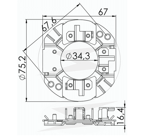 UF-1.160/3 12V - PORTA ESCOVA PARTIDA MITSUBISHI - EMPILHADEIRAS - NISSAN 7 X 10 X 18 MM - PC