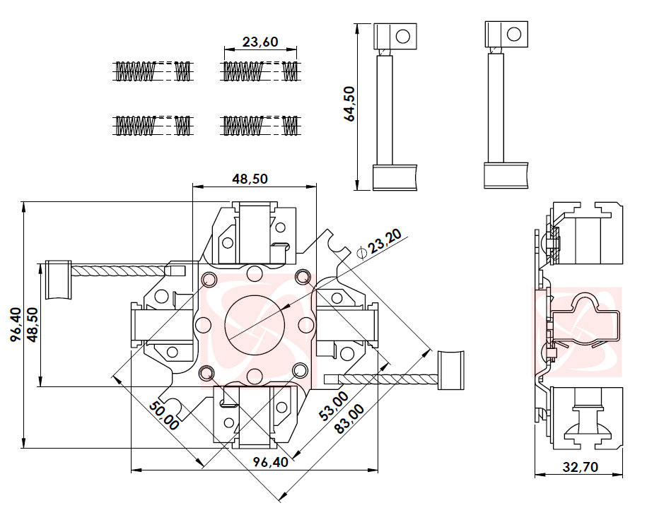 A-152-12V - PORTA ESCOVA PARTIDA FORD/ IVECO/ MB/ VOLVO/ PART. JF PARAF - PC