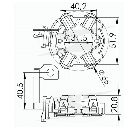 UF-1.224/4 12V - PORTA ESCOVA PARTIDA 12V DUCATO SPRINTER 311 CDI - PC
