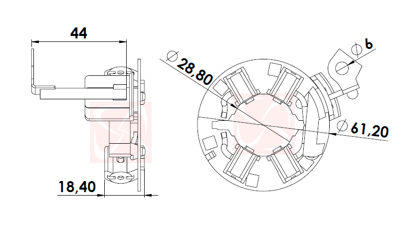 A-025-12V - PORTA ESCOVA PARTIDA PALIO/ SIENA/ COROLLA 15/... STRADA/ UNO 10/... FIRE - PC