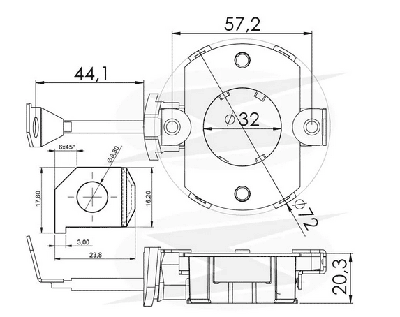 UF-1.108/4 12V - PORTA ESCOVA PARTIDA FORD RANGER/ EXPLORER 4.0L 12V - PC