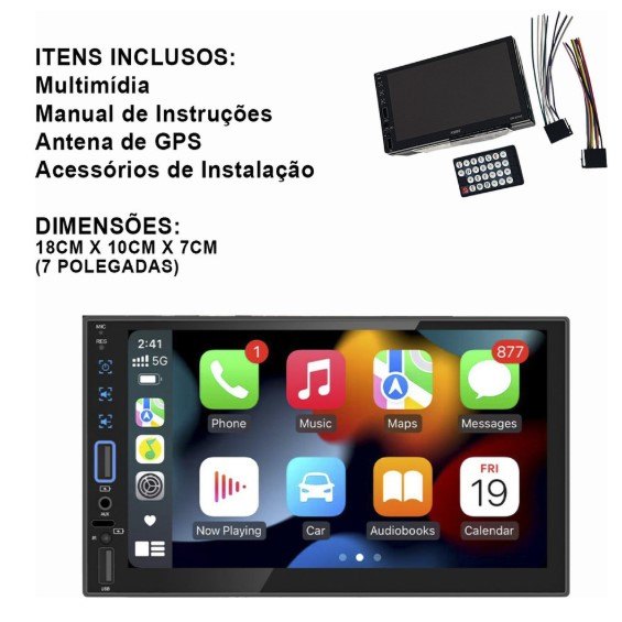 ISO14RD2000 12V - AUDIO CAR MULTIMIDIA - MONITOR 7 - ANDROID/ CARPLAY 4X60W BLUETOOTH (EMB.COM 01 PECA- VALOR UNITARIO) - PC ISO14RD2000 12V - AUDIO CAR MULTIMIDIA - MONITOR 7 - ANDROID/ CARPLAY 4X60W BLUETOOTH (EMB.COM 01 PECA- VALOR UNITARIO) - PC