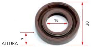 ISO7-3758 - RETENTOR ALTERNADOR L200/ H100/ KIA C/ BOMBA VACUO - 16 X 30 X 7 MM (EMB. COM 01 PECA - VALOR UNITARIO) - PC