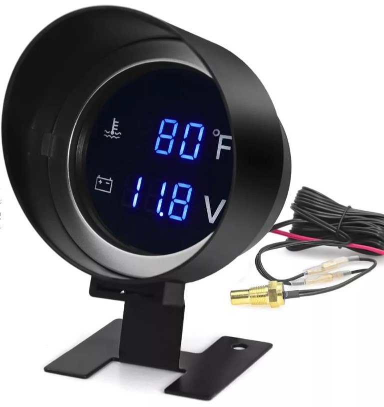 ISO628 12/24V AZ - RELOGIO DISPLAY AZUL - 12/24V - MEDIDOR TEMPERATURA DA AGUA DO MOTOR E VOLTIMETRO (EMB. COM 01 KIT - VALOR DO KIT) - KIT