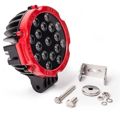 ISO14F1412 12/24V - FAROL LED REDONDO VERM. 17X15,5X4,2 CM 51W- 12/24V (EMB. 01 PC- VALOR UNITARIO) - PC