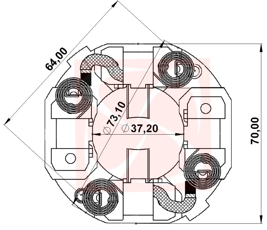 A-049-12V - PORTA ESCOVA PARTIDA TRATOR LS - PART MITSUBISHI - ARRANQUE OSGR 4D30 - PC
