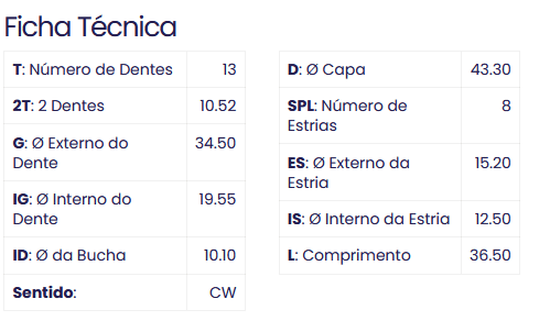 99.2052.0 - IMPULSOR PARTIDA DELCO, HB20, HB20S, COM 13 DENTES E 8 ESTRIAS (EMB. COM 01 PECA - VALOR UNITARIO) - PC 99.2052.0 - IMPULSOR PARTIDA DELCO, HB20, HB20S, COM 13 DENTES E 8 ESTRIAS (EMB. COM 01 PECA - VALOR UNITARIO) - PC