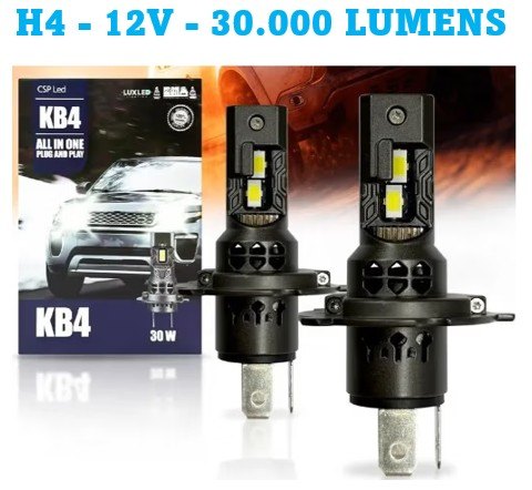 ISO14KB4H412V - KIT LAMPADA LED MINI KB4 H4 30000LM 6500K 12V (EMB. COM 02 PECAS - VALOR DO PAR) - KIT