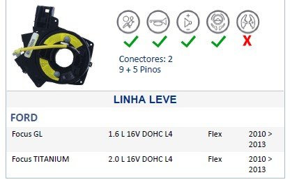 ISO26D1.0049 - CINTA AIRBAG FORD FOCUS 09 A 13 (EMB. COM 01 PECA - VALOR UNITARIO) - PC