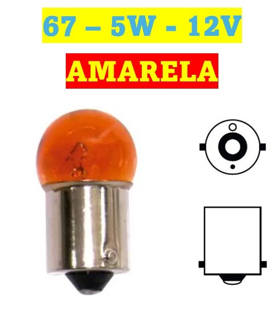 ISO14LX67 AM 5W 12V - LAMPADA HALOGENA 67 12V 5W AMARELA 1POLO 12821A (EMB. COM 10 PECAS - VALOR UNITARIO) - PC