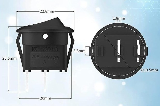 ISO6IT2186 RD2  - CHAVE ON/OFF REDONDA (GANGORRA) 02 TERMINAIS 02 POSICAO 22MM (EMB. COM 01 PECA - VALOR UNITARIO) - PC