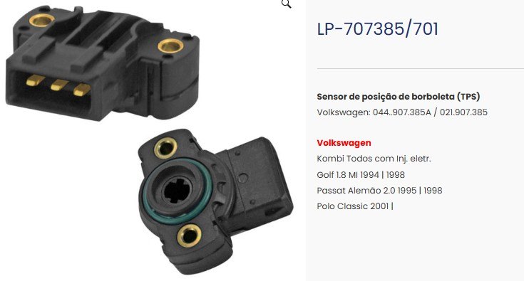 LP701 - SENSOR POS.BORBOLETA KOMBI C/ INJ. ELET. /GOLF1.8 MI/ POLO CLASSIC - UN