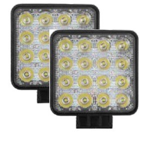 ISO14F4914 12/24 PAR - FAROL LED 12/24V QUADRADO 10,7X10,7X2,5CM / 16 LEDS 48W (EMB. 02 PCS- VALOR DO PAR) - KIT