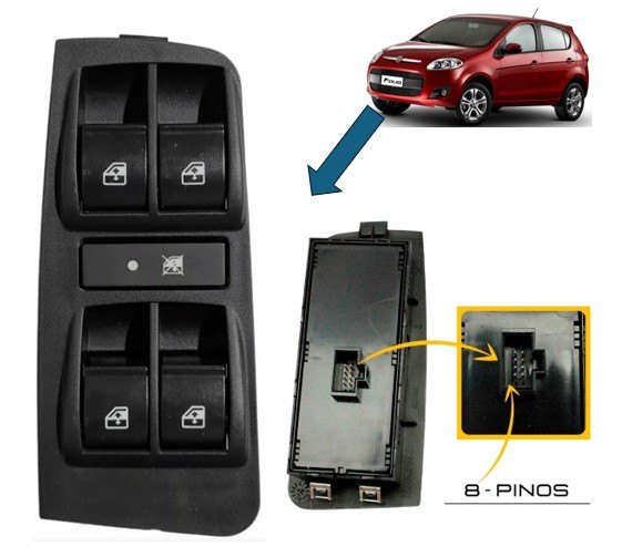 ISO17I32698 12V - INTERRUPTOR VIDRO ELETRICO LE QUADRUPLO SIENA/ PALIO/ WEENKEND- COM TRAVA (EMB. COM 01 PECA - VALOR UNITARIO) - PC