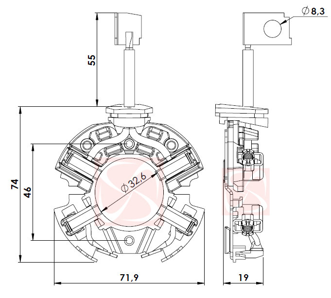 A-116-12V - PORTA ESCOVA PARTIDA VW GOL/ PARATI/ FORD KA/ PALIO/ SIENA/ GM CORSA/ CITROEN/ PEUGEOT - PC A-116-12V - PORTA ESCOVA PARTIDA VW GOL/ PARATI/ FORD KA/ PALIO/ SIENA/ GM CORSA/ CITROEN/ PEUGEOT - PC