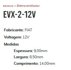 EE-EVX-2-12V - ESCOVA ELETROVENTILADOR FIAT 12V - 9X8,5X14 (EMB. COM 01 JOGO DE 2 ESCOVAS - VALOR DO KIT) - JG EE-EVX-2-12V - ESCOVA ELETROVENTILADOR FIAT 12V - 9X8,5X14 (EMB. COM 01 JOGO DE 2 ESCOVAS - VALOR DO KIT) - JG