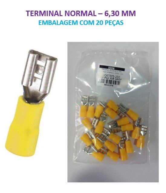 ISO6TRF5-250 - TERMINAL ENCAIXE 6.3MM ISOLADO AMARELO (EMB. COM 20 PEÇAS - VALOR UNITARIO) - PC ISO6TRF5-250 - TERMINAL ENCAIXE 6.3MM ISOLADO AMARELO (EMB. COM 20 PEÇAS - VALOR UNITARIO) - PC