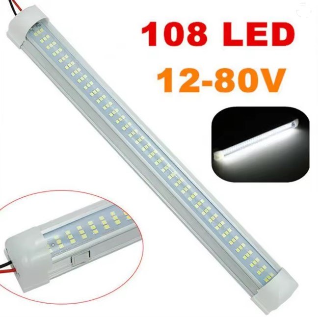 ISO14LM6931 12/24V - LUMINARIA LED TETO 12/24V C/ BOTAO ON/OFF- BCA 34X3,5CM 108 LED 10W - BASE DE ALUMINIO (EMB. 01 PC- VALOR UNITARIO) - PC