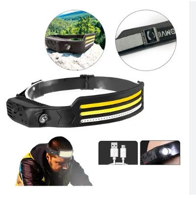 ISO6CB4008 - LANTERNA DE CABECA COB RECARREGAVEL INDUCAO (EMB. COM 1 PEÇA - VALOR UNITARIO) - PC