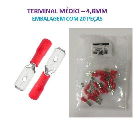 ISO6TRM1-187 - TERMINAL MACHO 4.8MM ISOLADO VERMELHO (EMB. COM 20 PEÇAS - VALOR UNITARIO) - PC
