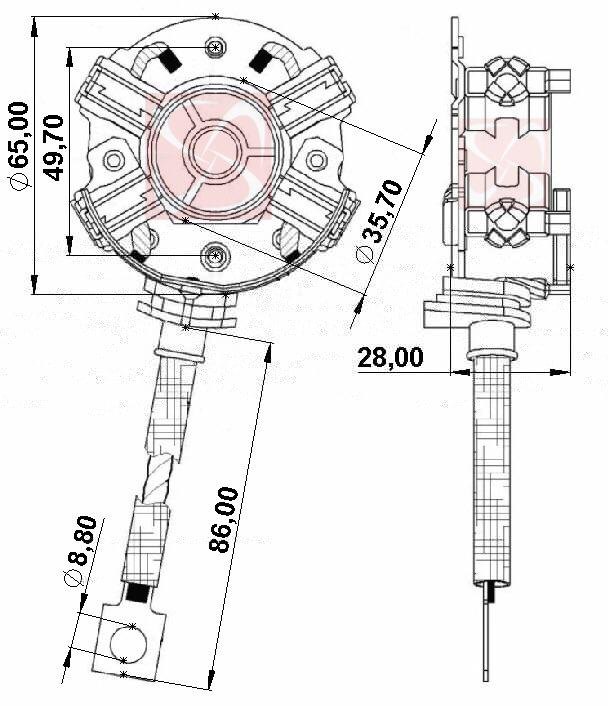 A-045-12V - PORTA ESCOVA PARTIDA ISKRA EMPILHADEIRA/ JBC/ YALE/ ATLAS/ BOBCAT12V - PC