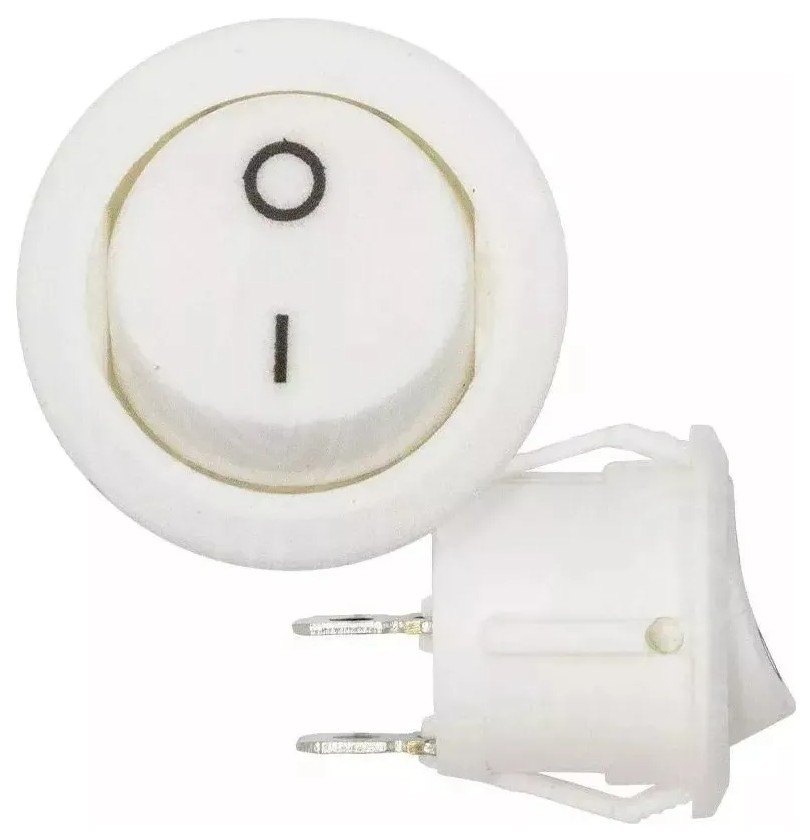 ISO102196 - CHAVE ON/OFF REDONDA BRANCA (GANGORRA) 02 TERMINAIS 02 POSICAO 22MM (EMB. COM 01 PC - VALOR UNITARIO) - PC