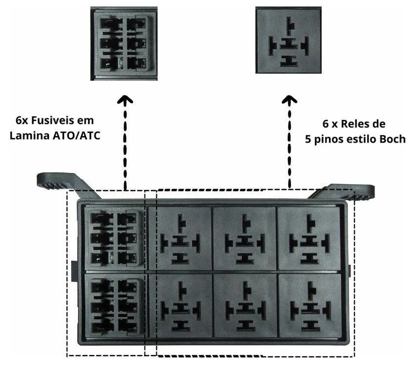 ISO10CX005 - CAIXA PARA 11 FUSIVEIS DE LAMINA E 6 RELES - USO UNIVERSAL (EMB. COM 01 PECA - VALOR UNITARIO) - PC ISO10CX005 - CAIXA PARA 11 FUSIVEIS DE LAMINA E 6 RELES - USO UNIVERSAL (EMB. COM 01 PECA - VALOR UNITARIO) - PC