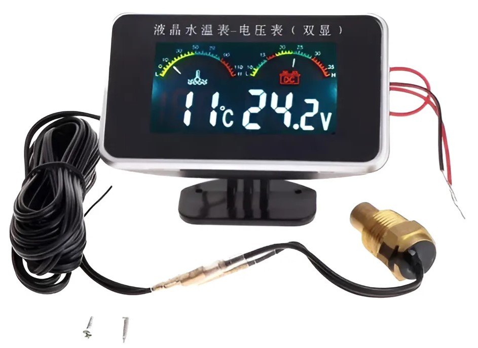 ISO65035 - 12/24V - PAINEL DIGITAL 2 EM 1- VOLT.+ TEMP. AGUA MOTOR - 12/24V - PC