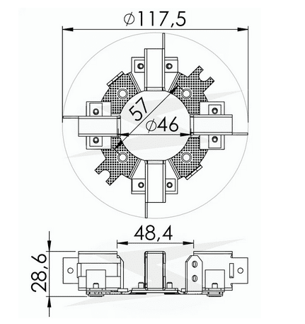 UF-1.113/4 - 24V - PORTA ESCOVA PARTIDA JF 24V/ MERCEDES/ FIAT/ YANMAR/ CASE - PC