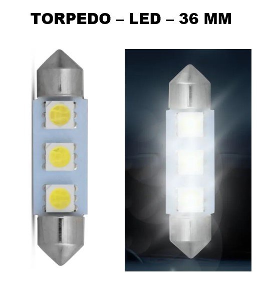 ISO6LTP0036 12V - LAMPADA TORPEDO 3 LED 36MM 12V  (EMB. COM 1 PECA- VALOR UNITARIO) - PC