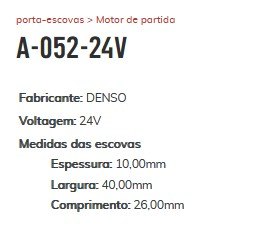 A-052-24V - PORTA ESCOVA PARTIDA DENSO CATERPILAR 24V - PC