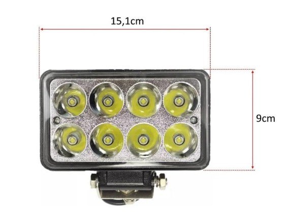 ISO224201 12/24V - FAROL LED RETANGULAR 8 LED 24W 12/24V (EMB. COM 01 PECA- VALOR UNITARIO) - PC