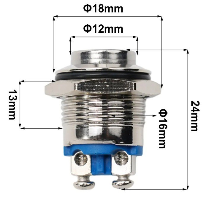 ISO6IT2077 12/24V - BOTAO START METAL UNIVERSAL 16MM 12/24V (EMB. COM 01 PECA - VALOR UNITARIO) - PC ISO6IT2077 12/24V - BOTAO START METAL UNIVERSAL 16MM 12/24V (EMB. COM 01 PECA - VALOR UNITARIO) - PC