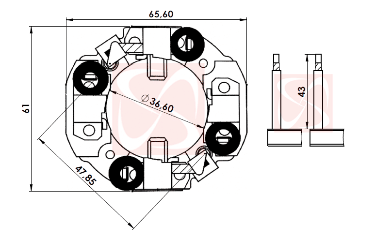 A-043 12V - PORTA ESCOVA PARTIDA DENSO 12V COROLLA/ PEUGEOT307 308/ LAND ROVER - PC A-043 12V - PORTA ESCOVA PARTIDA DENSO 12V COROLLA/ PEUGEOT307 308/ LAND ROVER - PC