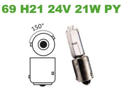ISO14LXH21 BC 24V - LAMPADA HALOGENA H21 24V BRANCA PY 69 PISCA VOLVO - BASE BAY9S - 13056 (EMB. COM 01 PECA - VALOR UNITARIO) - PC ISO14LXH21 BC 24V - LAMPADA HALOGENA H21 24V BRANCA PY 69 PISCA VOLVO - BASE BAY9S - 13056 (EMB. COM 01 PECA - VALOR UNITARIO) - PC