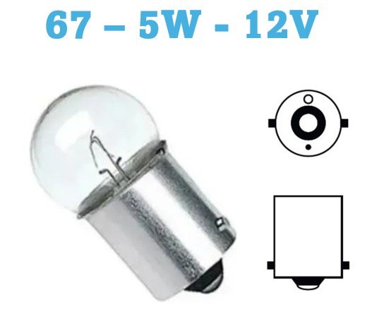 ISO14LX67 5W 12V - LAMPADA HALOGENA 67 12V 5W BRANCA 1POLO 12821P (EMB. COM 10 PECAS - VALOR UNITARIO) - PC