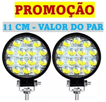 ISO14FR3914 12/24V - FAROL LED REDONDO 42W 14 LEDS 11.2X2.5CM (EMB. COM 02 PC - VALOR DO PAR) - KIT