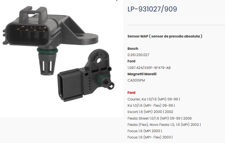 LP909  - SENSOR MAP FORD KA/ FIESTA 1.0/ 1.6 ESCORT/ FOCUS/ COURIER 1.6 - UN