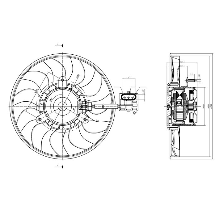 GE1060 12V - ELETROVENTILADOR CHEVROLET CELTA - ASPIRA- 11 PAS - PC