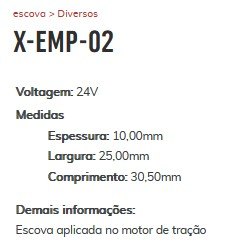 EE-X-EMP-02 - 24V - ESCOVA MOTOR TRACAO EMPILHADEIRA/ STIL (EMB. COM 01 JOGO DE 4 ESCOVAS - VALOR DO KIT) - JG EE-X-EMP-02 - 24V - ESCOVA MOTOR TRACAO EMPILHADEIRA/ STIL (EMB. COM 01 JOGO DE 4 ESCOVAS - VALOR DO KIT) - JG
