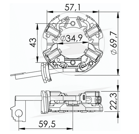 UF-1.125/4 12V - PORTA ESCOVA PARTIDA OMEGA/ SILVERADO/ PALIO/ STRADA/ SIENA/ GOL/ KOMBI - PC