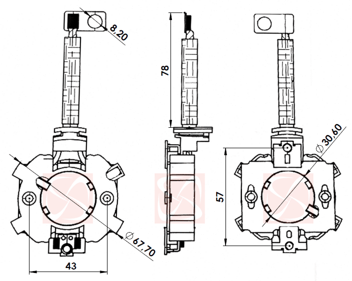 A-178-12V - PORTA ESCOVA PARTIDA PAJERO/ FUSION - PC