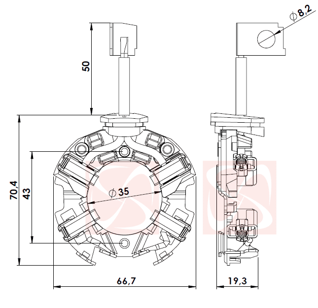 A-117-12V - PORTA ESCOVA PARTIDA GOL/ PALIO/ SIENA/ ESCORT/ CITROEN XSARA/ NISSAN SENTRA - PC