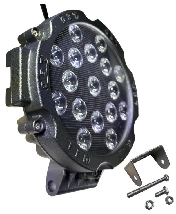 ISO14F1413 12/24V - FAROL LED REDONDO 17,7X15,5X4,2 CM- 51W 12/24V- PRETO (EMB. 01 PC- VALOR UNITARIO) - PC