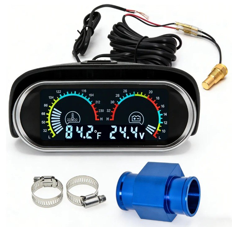 ISO6162 12/24V - RELOGIO DISPLAY - 12/24V - MEDIDOR TEMPERATURA DA AGUA DO MOTOR E VOLTIMETRO (EMB. COM 01 KIT - VALOR DO KIT) - KIT
