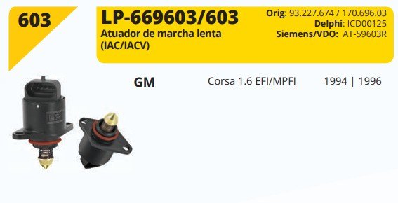 LP603 - ATUAD. MARCHA LENTA  CORSA 1.6 EFI 94/96 - UN