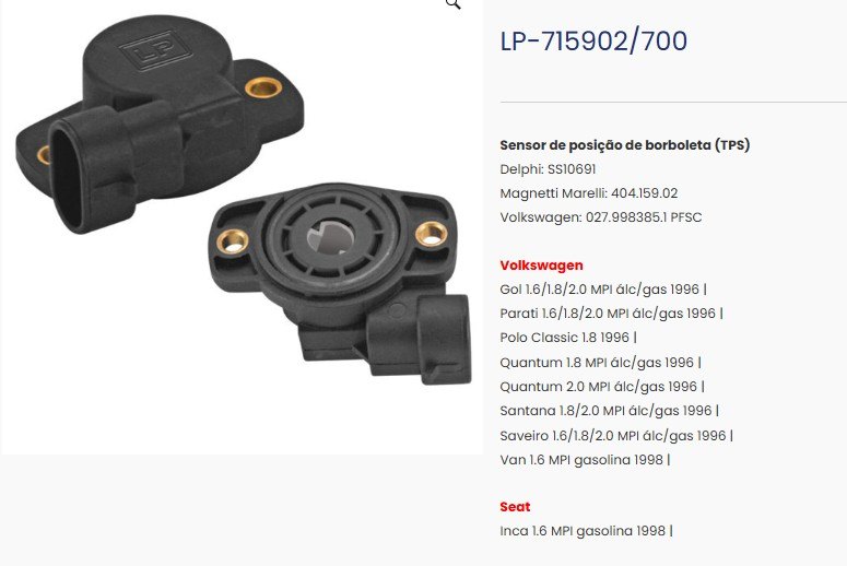 LP700 - SENSOR POS.BORBOLETA VW GOL/PARATI/POL/SANTANA - UN